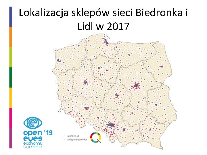 Lokalizacja sklepów sieci Biedronka i Lidl w 2017 