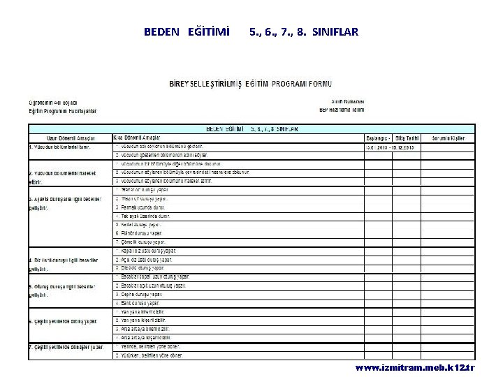 BEDEN EĞİTİMİ 5. , 6. , 7. , 8. SINIFLAR www. izmitram. meb. k