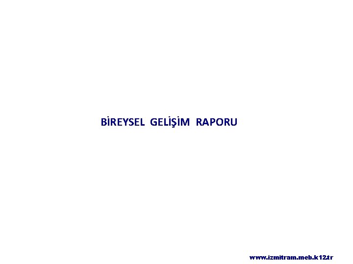 BİREYSEL GELİŞİM RAPORU www. izmitram. meb. k 12. tr 