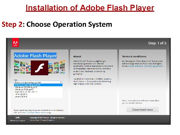 Installation of Adobe Flash Player Step 2: Choose Operation System 