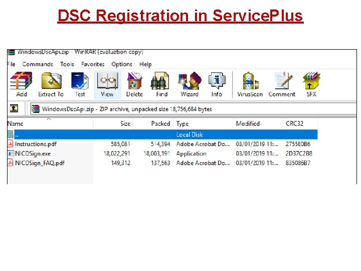 DSC Registration in Service. Plus 