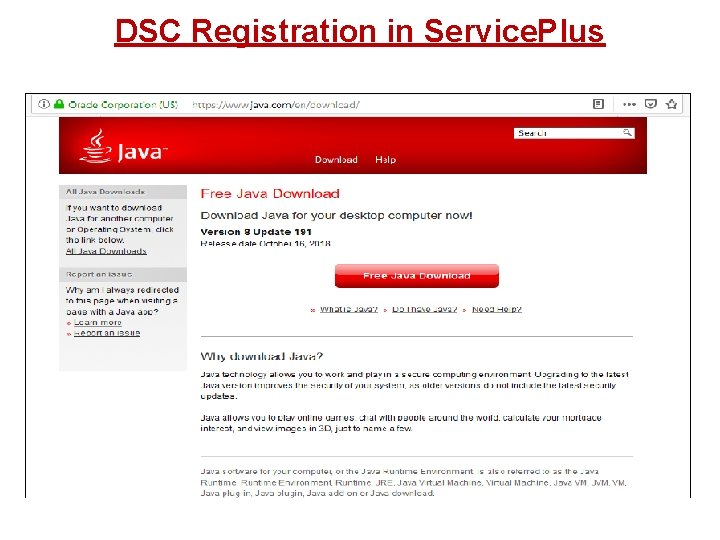 DSC Registration in Service. Plus 