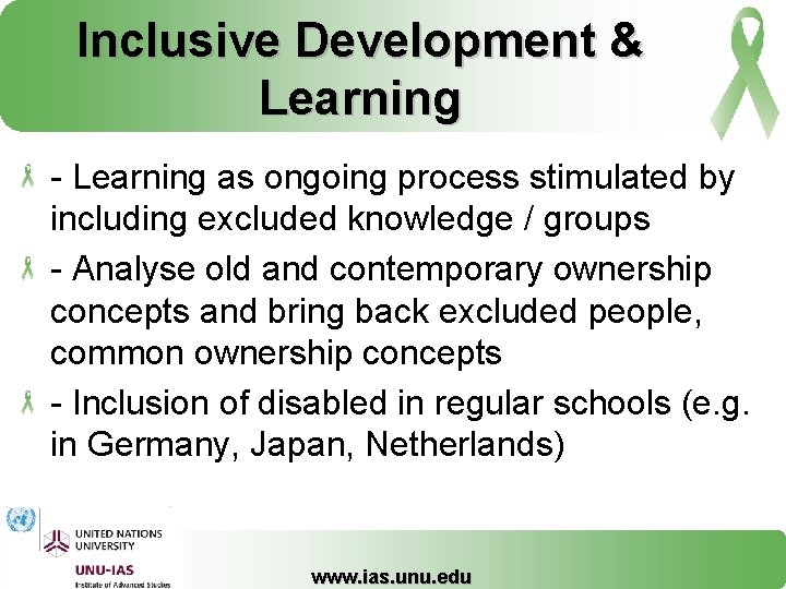 Inclusive Development & Learning - Learning as ongoing process stimulated by including excluded knowledge