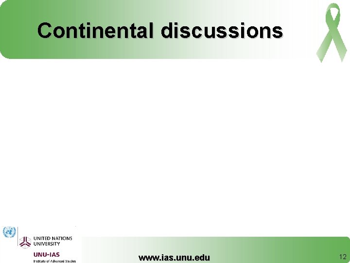Continental discussions www. ias. unu. edu 12 