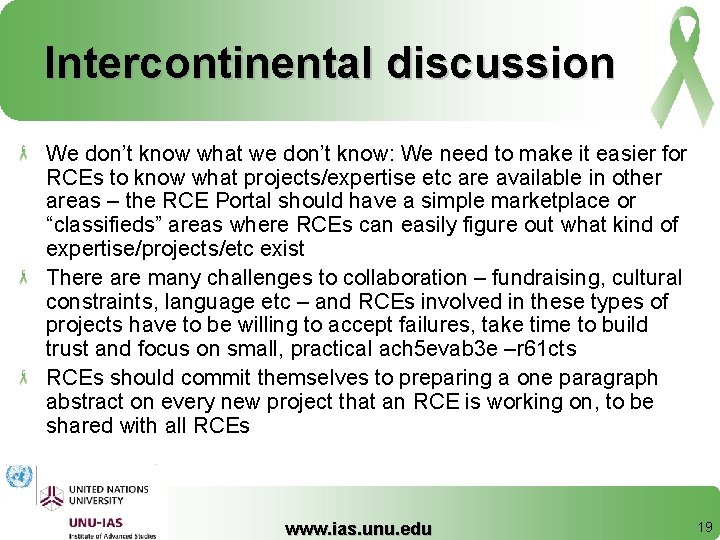 Intercontinental discussion We don’t know what we don’t know: We need to make it