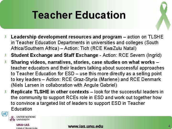 Teacher Education Leadership development resources and program – action on TLSHE in Teacher Education