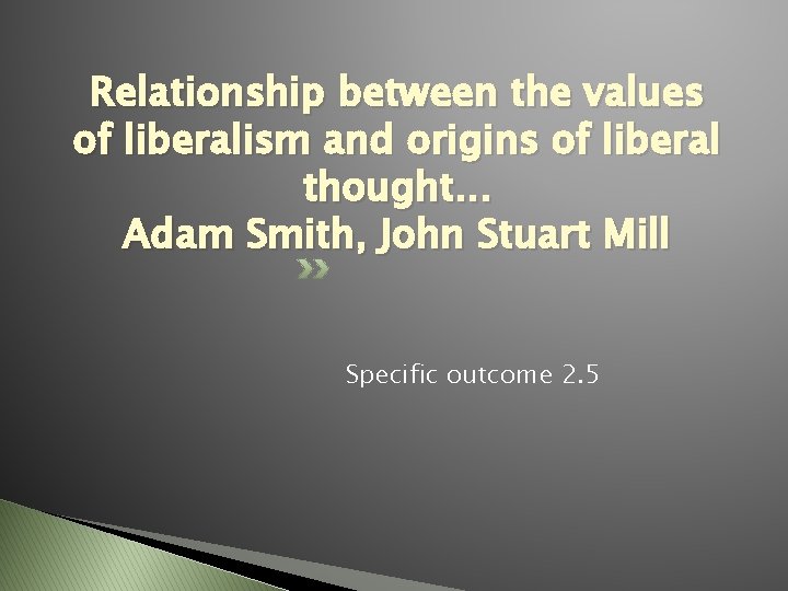 Relationship between the values of liberalism and origins of liberal thought. . . Adam