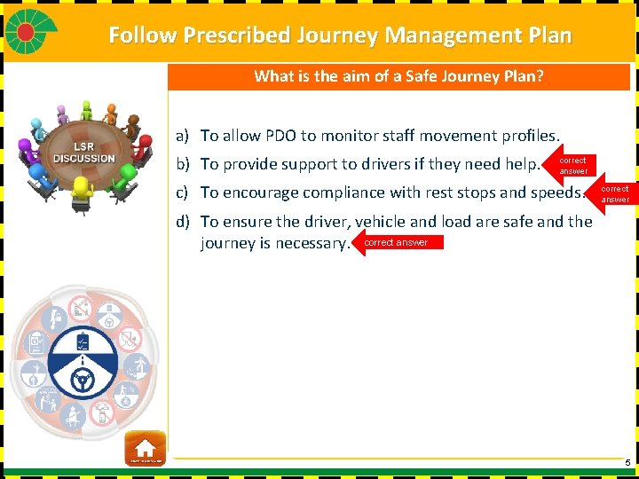 Follow Prescribed Journey Management Plan What is the aim of a Safe Journey Plan?