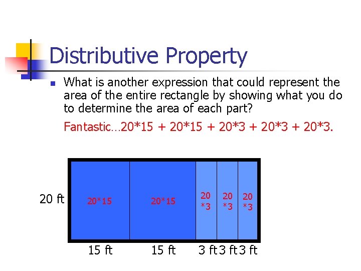 Distributive Property n What is another expression that could represent the area of the