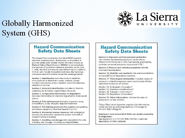 Globally Harmonized System (GHS) 