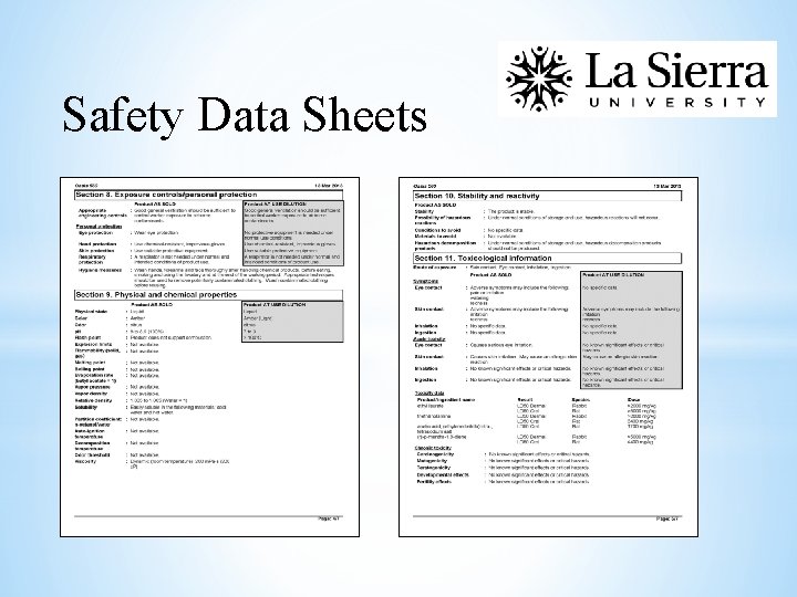 Safety Data Sheets 