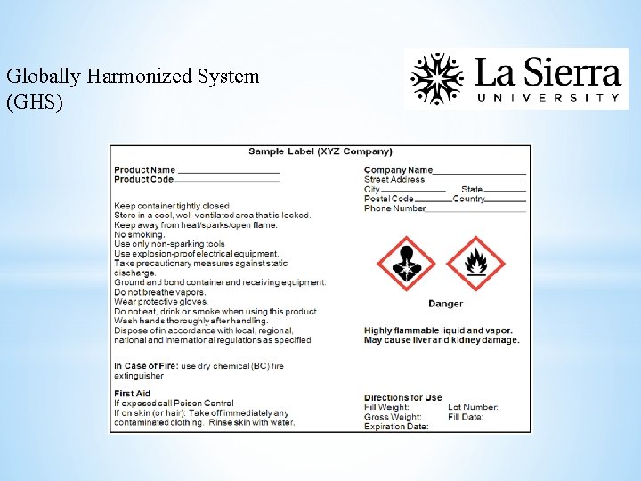 Globally Harmonized System (GHS) 
