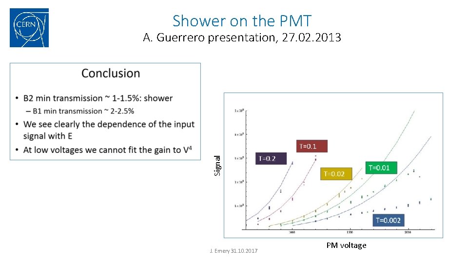 Shower on the PMT Signal A. Guerrero presentation, 27. 02. 2013 J. Emery 31. Shower on the PMT Signal A. Guerrero presentation, 27. 02. 2013 J. Emery 31.