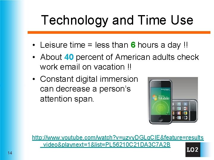 Technology and Time Use • Leisure time = less than 6 hours a day