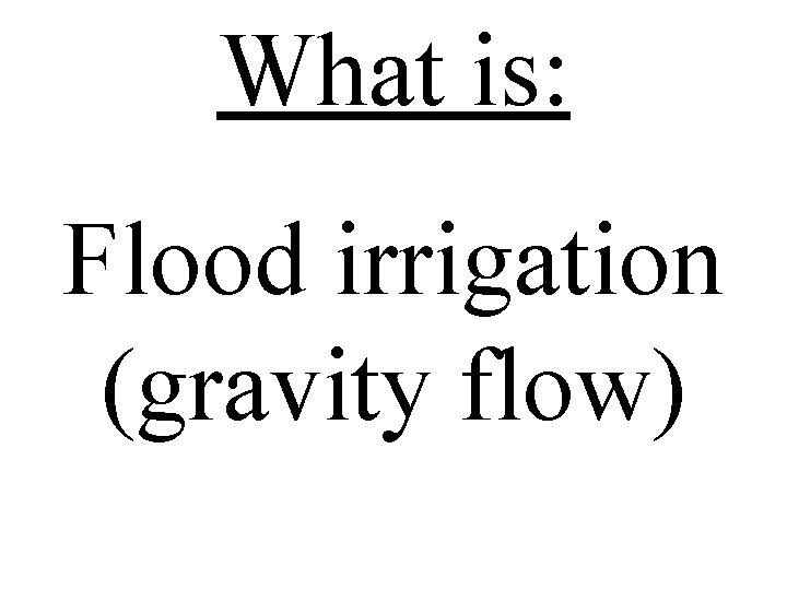 What is: Flood irrigation (gravity flow) 
