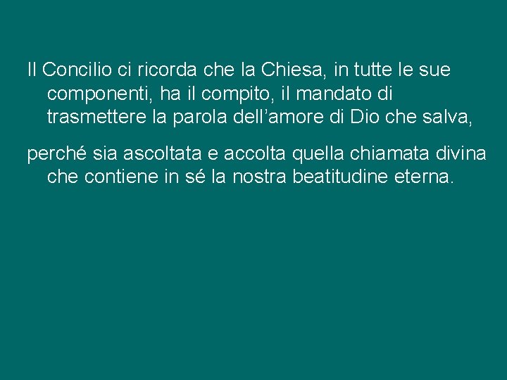 Il Concilio ci ricorda che la Chiesa, in tutte le sue componenti, ha il