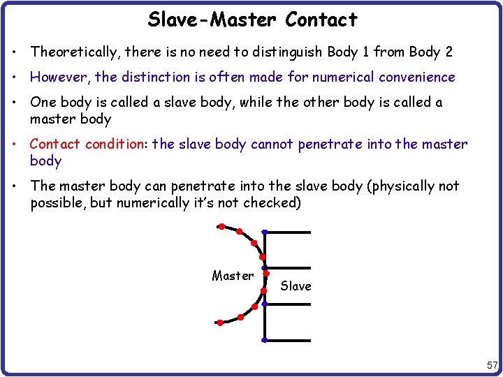 Slave-Master Contact • Theoretically, there is no need to distinguish Body 1 from Body