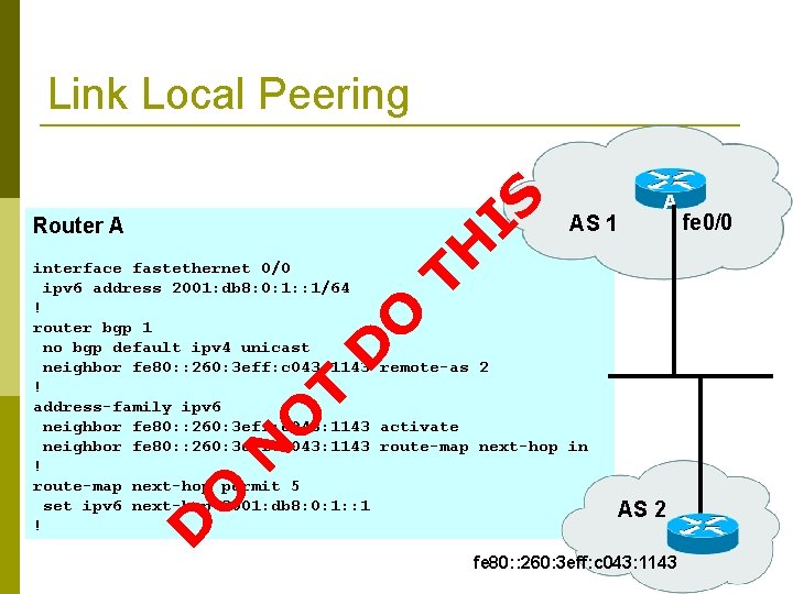 IS Link Local Peering AS 1 fe 0/0 TH Router A A D O