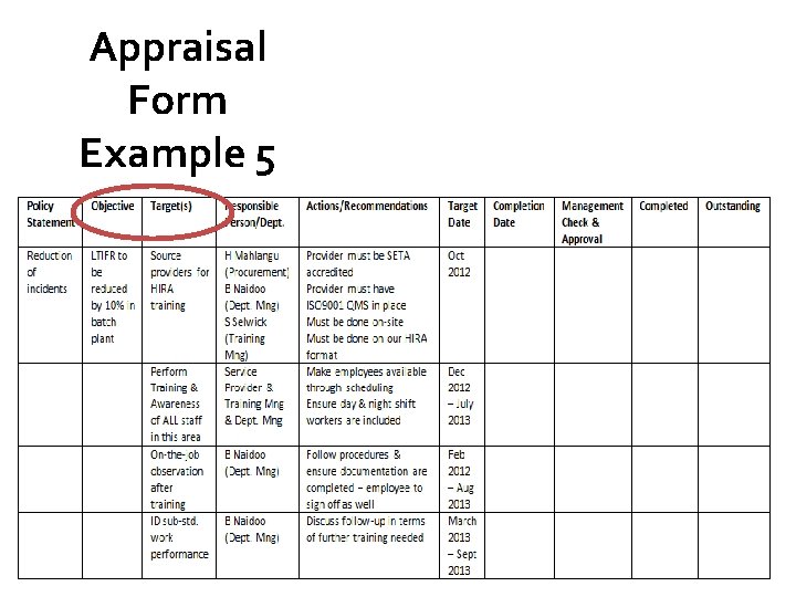 Appraisal Form Example 5 