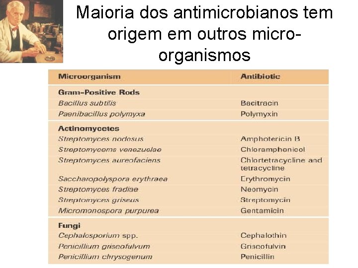 Maioria dos antimicrobianos tem origem em outros microorganismos 