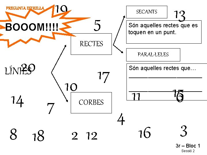 19 PREGUNTA ESTRELLA 1 9 5 BOOOM!!!! Són aquelles rectes que es toquen en