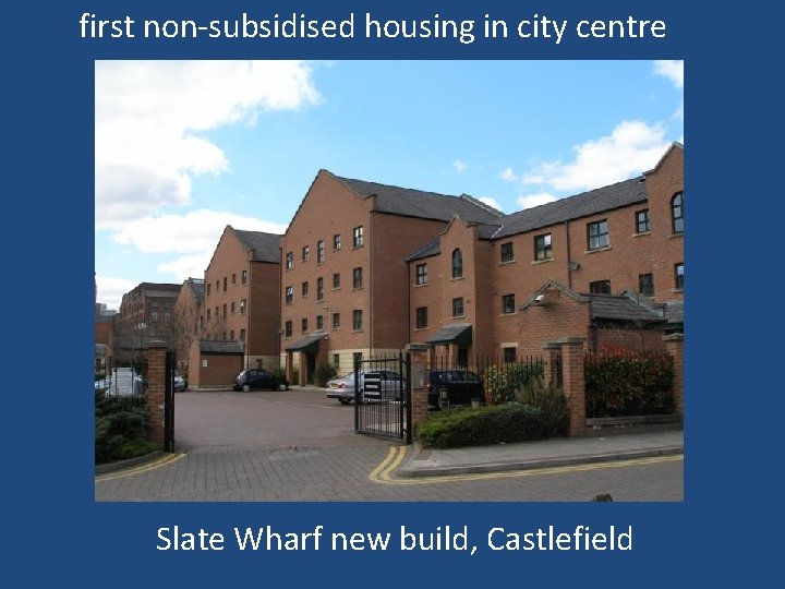 first non-subsidised housing in city centre Slate Wharf new build, Castlefield 