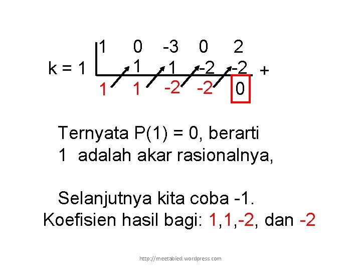 1 k=1 1 0 1 1 -3 0 2 1 -2 -2 + -2