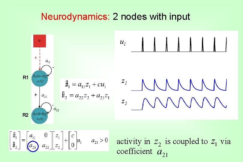 Neurodynamics: 2 nodes with input u 1 u 2 R 1 z 2 R