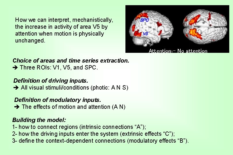 How we can interpret, mechanistically, the increase in activity of area V 5 by