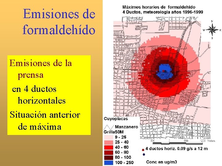 Emisiones de formaldehído Emisiones de la prensa en 4 ductos horizontales Situación anterior de