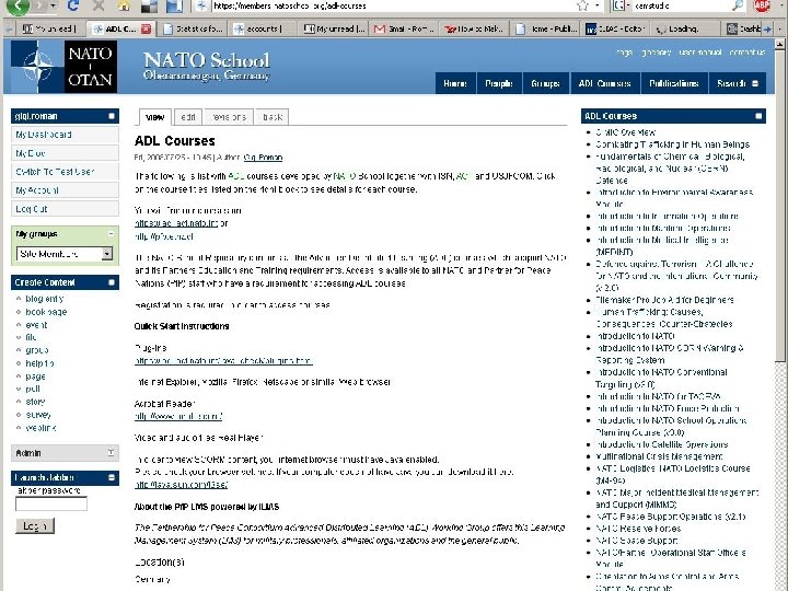 NATO School ADL Courses NATO/EU Unclassified Rel Pf. P NATO School 