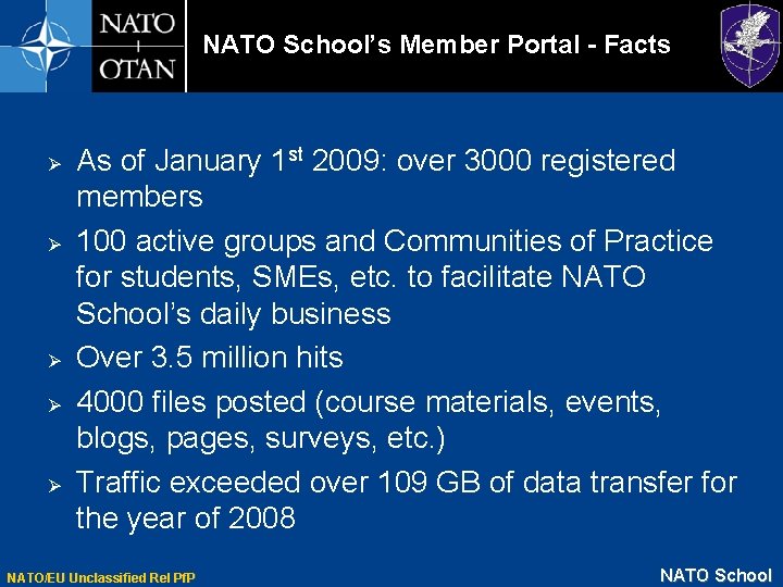 NATO School’s Member Portal - Facts Ø Ø Ø As of January 1 st