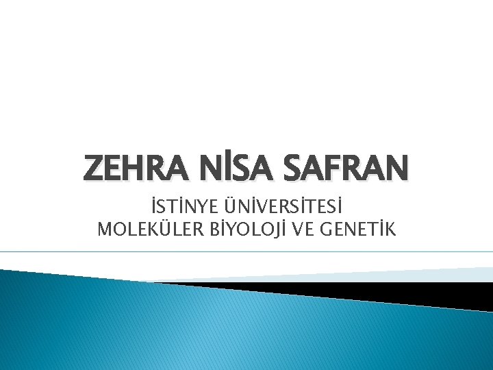 ZEHRA NİSA SAFRAN İSTİNYE ÜNİVERSİTESİ MOLEKÜLER BİYOLOJİ VE GENETİK 