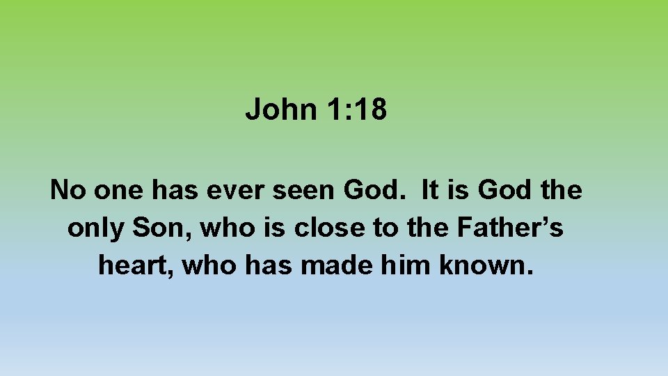 John 1: 18 No one has ever seen God. It is God the only
