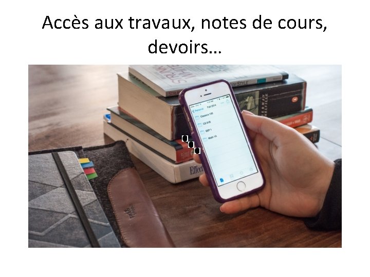 Accès aux travaux, notes de cours, devoirs… 