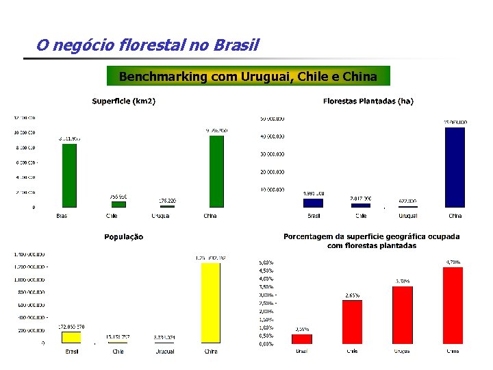 O negócio florestal no Brasil Benchmarking com Uruguai, Chile e China 