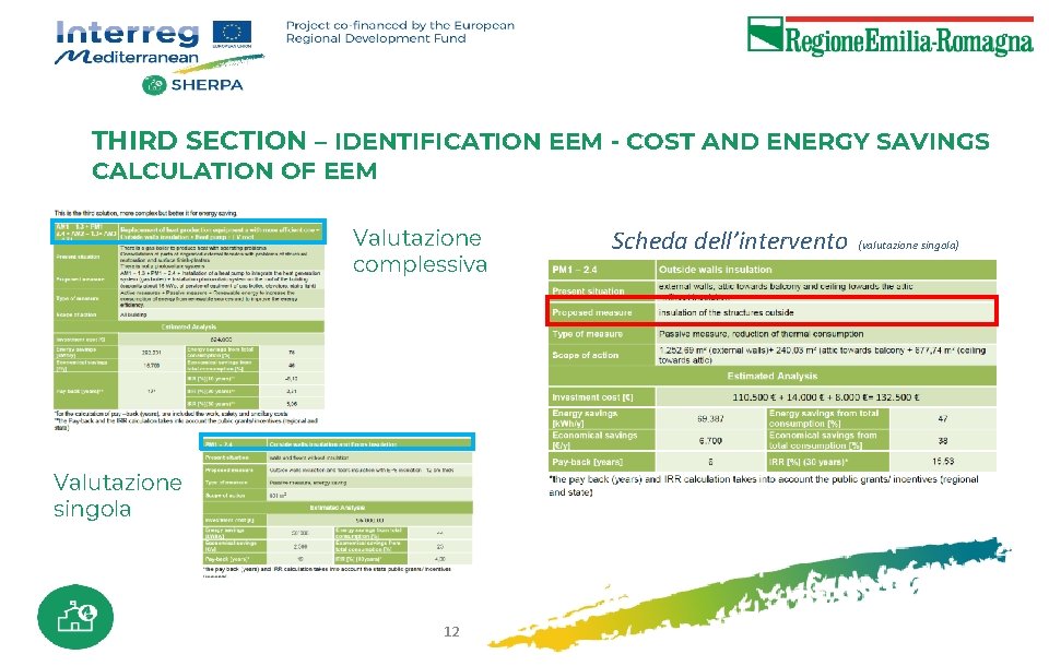 THIRD SECTION – IDENTIFICATION EEM - COST AND ENERGY SAVINGS CALCULATION OF EEM Valutazione