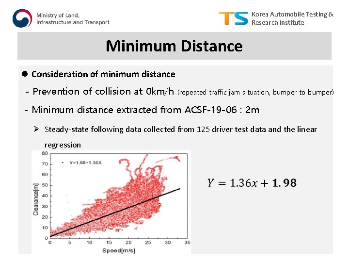 Korea Automobile Testing & Research Institute Minimum Distance l Consideration of minimum distance -