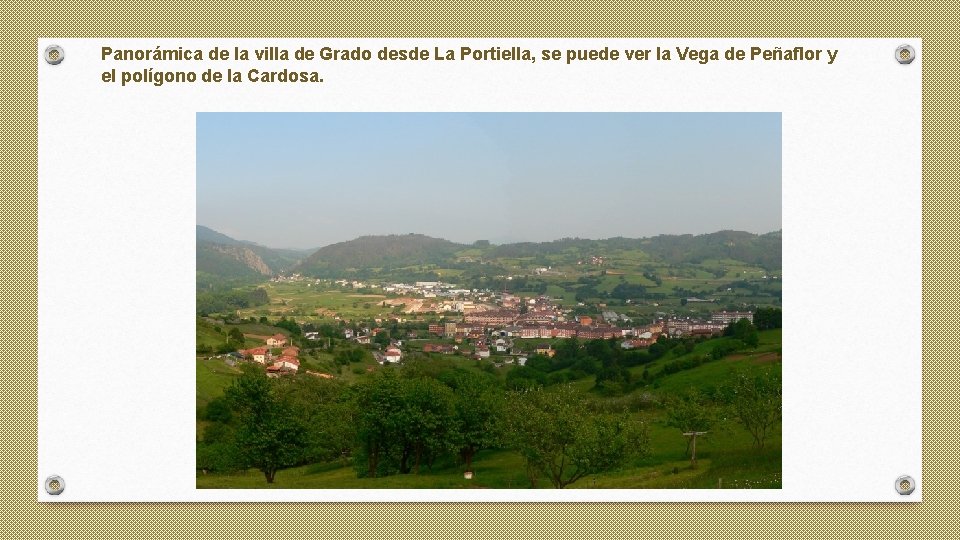 Panorámica de la villa de Grado desde La Portiella, se puede ver la Vega