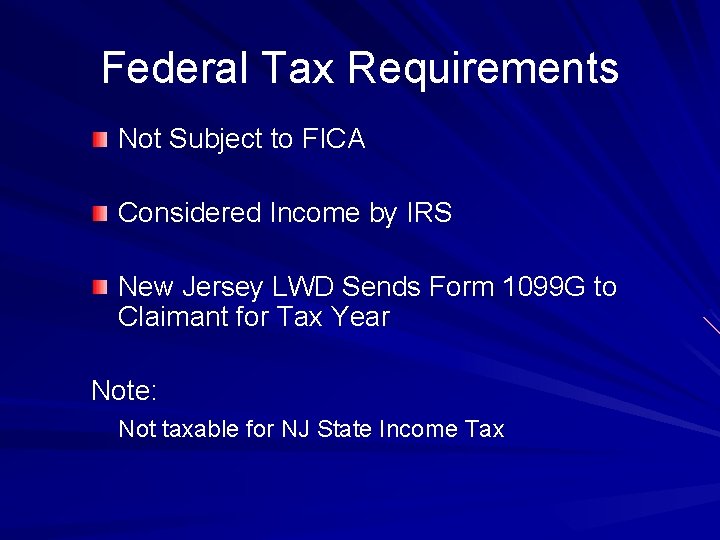 Federal Tax Requirements Not Subject to FICA Considered Income by IRS New Jersey LWD