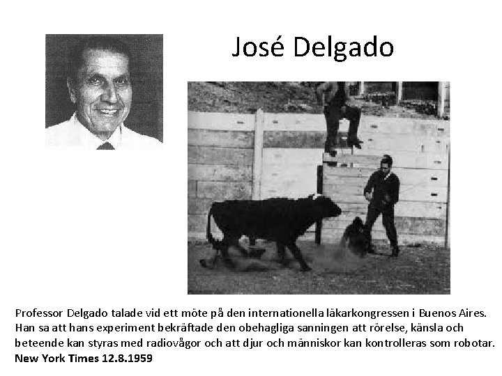 José Delgado Professor Delgado talade vid ett möte på den internationella läkarkongressen i Buenos