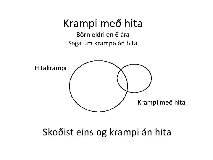 Krampi með hita Börn eldri en 6 ára Saga um krampa án hita Hitakrampi