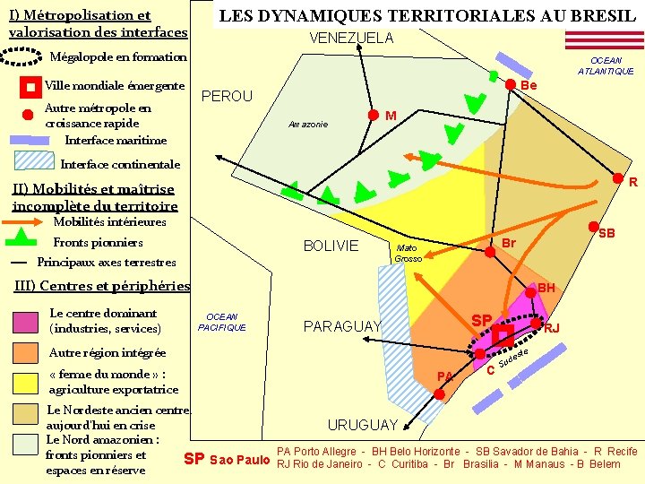 I) Métropolisation et valorisation des interfaces LES DYNAMIQUES TERRITORIALES AU BRESIL VENEZUELA Mégalopole en