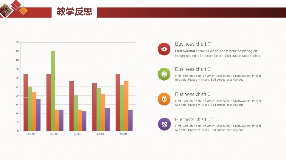 教学反思 50 Business chart 01 45 First Section : dolor sit amen, consectetur adipiscing