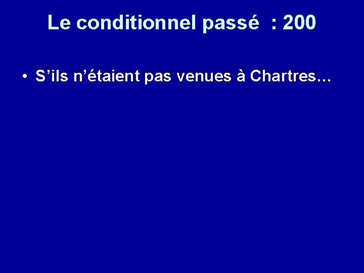 Le conditionnel passé : 200 • S’ils n’étaient pas venues à Chartres… 