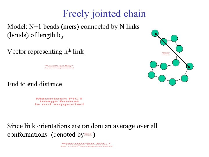 Freely jointed chain Model: N+1 beads (mers) connected by N links (bonds) of length