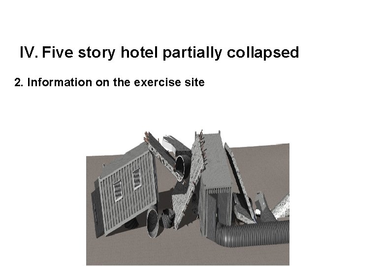 IV. Five story hotel partially collapsed 2. Information on the exercise site 