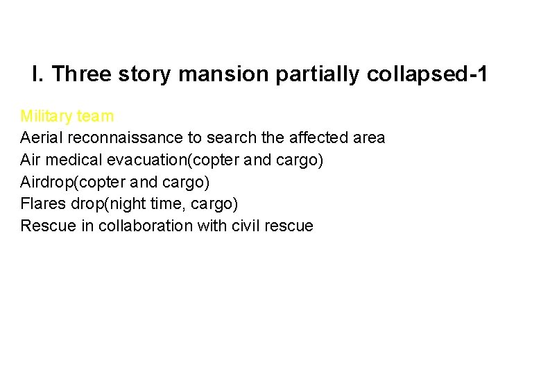 I. Three story mansion partially collapsed-1 Military team Aerial reconnaissance to search the affected