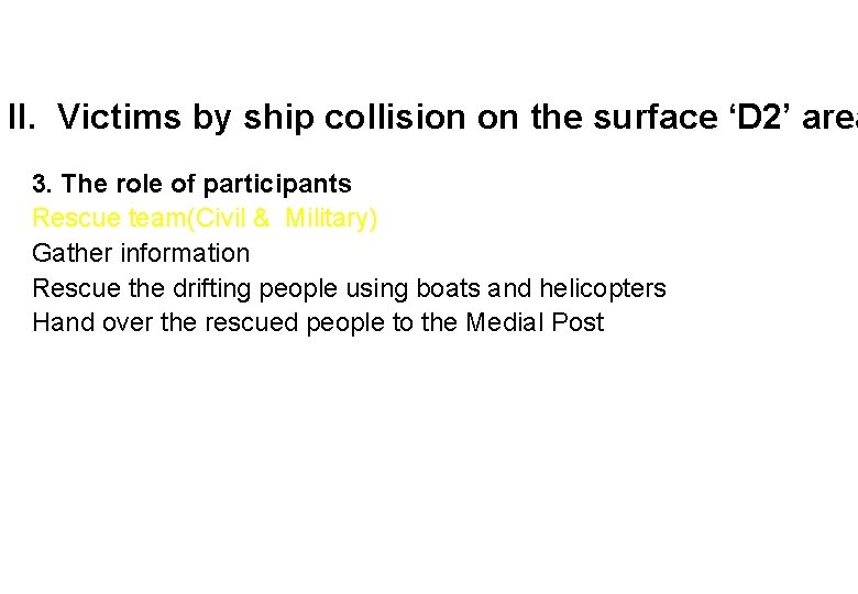 II. Victims by ship collision on the surface ‘D 2’ area 3. The role