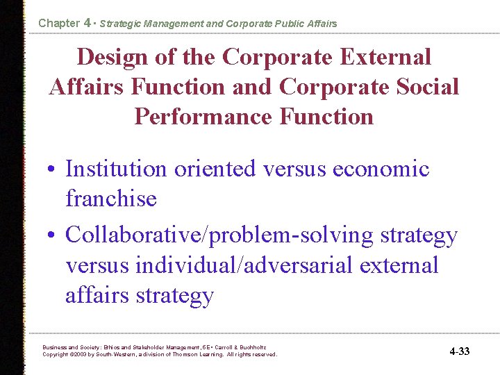 Chapter 4 • Strategic Management and Corporate Public Affairs Design of the Corporate External